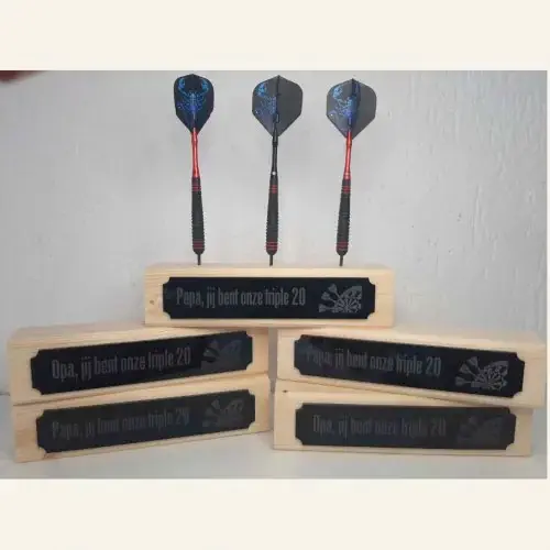 Houten dartpijlhouder voor papa/opa - Afbeelding 2