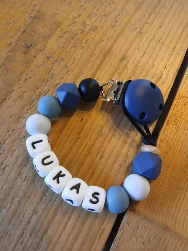 Speenkoord met naam blauw